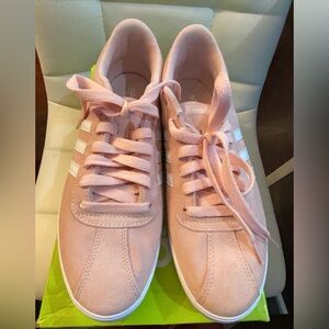 Adidas Women's Soft Pink and White Sneakers